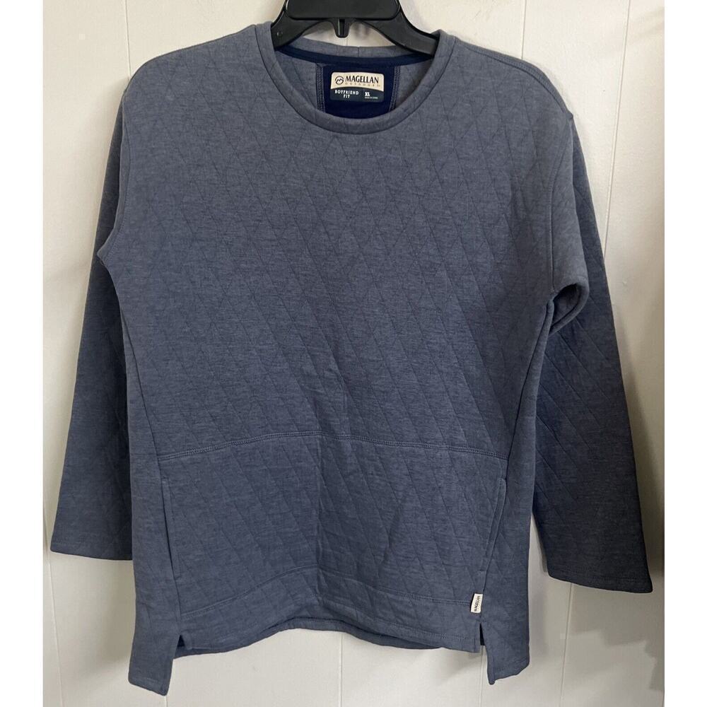 EUC Magellan Quilted Top Women’s XL Boyfriend Fit Outdoor Long Sleeve Light Blue